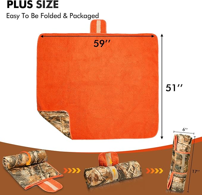 Tirrinia Waterproof Outdoor Blanket with Sherpa Lining, Windproof Foldable