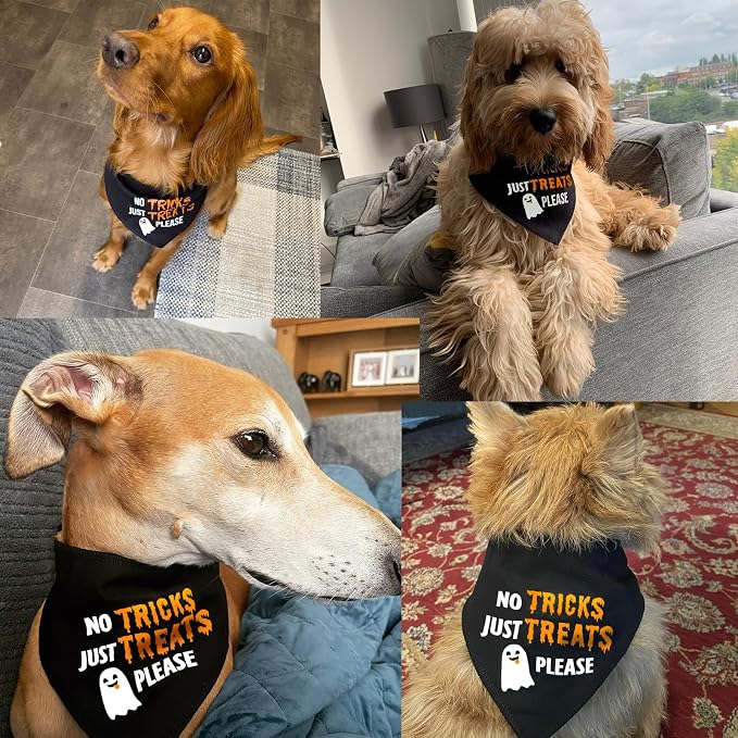Halloween Dog Bandanas No Tricks Just Treats Costumes for Giant Pet