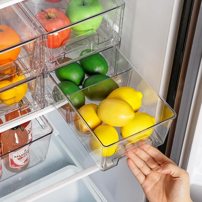 Vtopmart 8pcs Clear Organizers and Storage Bins with Lids and 4 Pack Stackable Storage Drawers