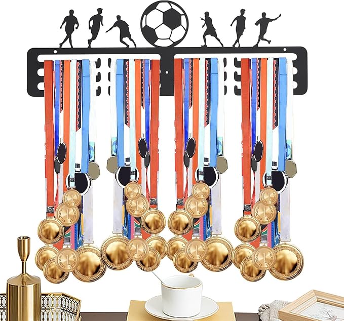 Award Hanger Football Theme Running Storage | Wall Mount Prize Rack for Runners Players Swimmers Gymnasts Athletes Winners Bedroom Office Gym Living Room
