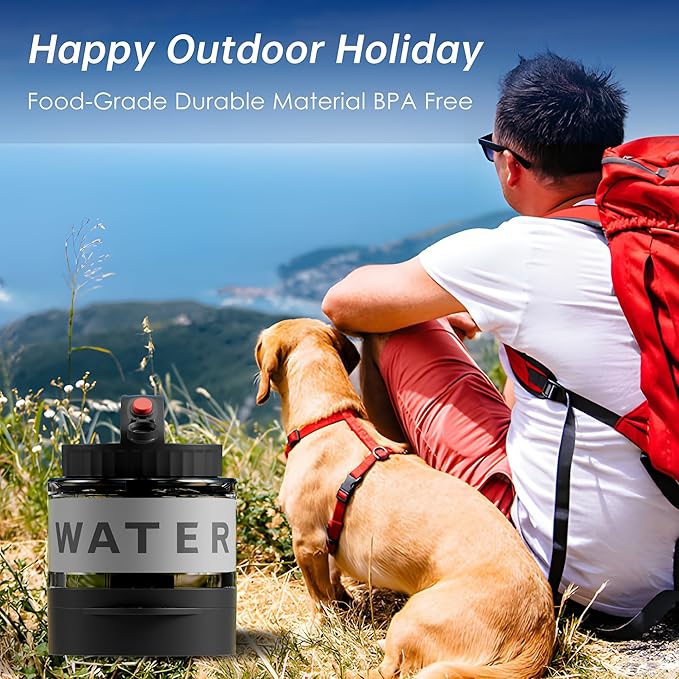 54oz Dog Water Dispenser Portable, 1.6L Leak-Proof Dog Water Bottle with Pull-Out Bowl, BPA Free Pet Travel Water Bottle for Daily Walks, Hiking, Park, Car Travel, Outdoor Beach Accessories