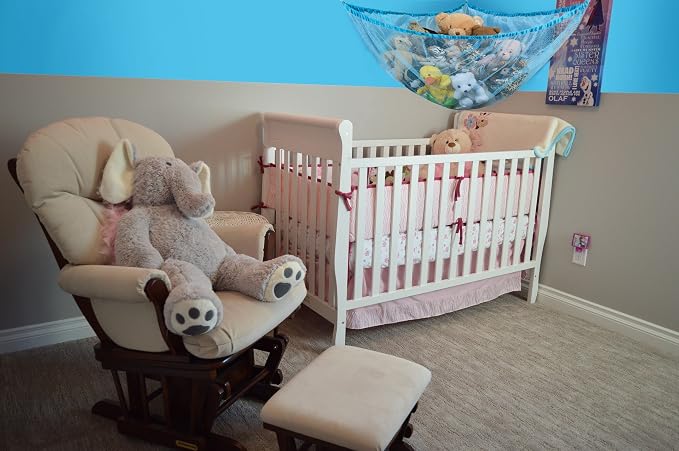 Handy Laundry Stuffed Animal Organizer Hammock, Mesh Toy Storage Net for Kids Room, Holds 30+ Plushies, Easy Wall Mount, Expands to 5.5 Feet, 2-Pack, White