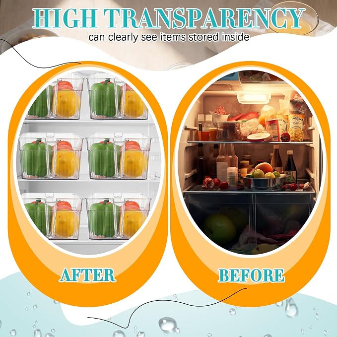 Havawish Ice Storage Bin and Flexible Scoop Set Plastic Freezer Bin | Freezer Ice Bin Scoop, Clear Bucket Container, Pull Handle, Flexible Storage, 12.6 X 6.3 X 4.33 in