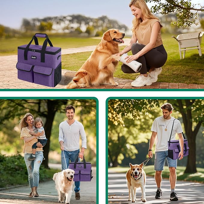 Dog Travel Bag - Dog Travel Kit for a Weekend Away Set Includes Pet Travel Bag Organizer for Accessories, 2 Collapsible Bowls, 2 Travel Food Container
