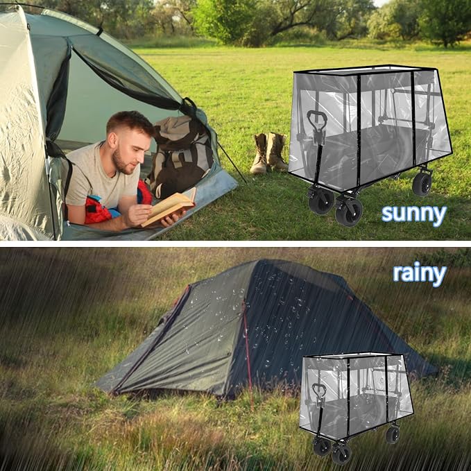 Qivine Waterproof PVC Wagon Cover, Clear, Universal Fit, 43 * 20 * 29 Inch, Garden Carts Cover