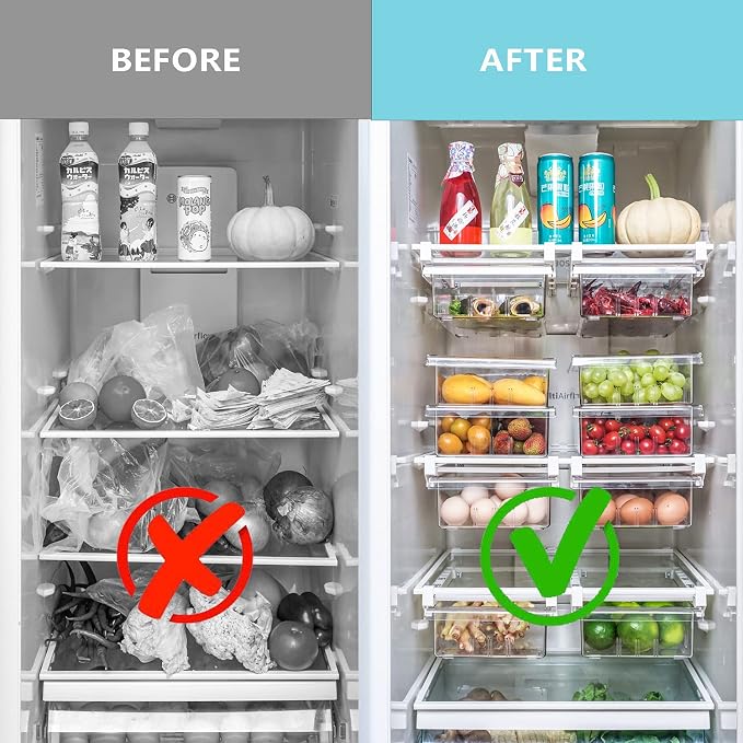 2Pcs Refrigerator Organizer Bins Refrigerator Drawer Fridge Organizers | 2Packs Refrigerator Organizer Fridge Egg Drawer, Pull-out Fridge Storage Box Refrigerator Egg Drawer