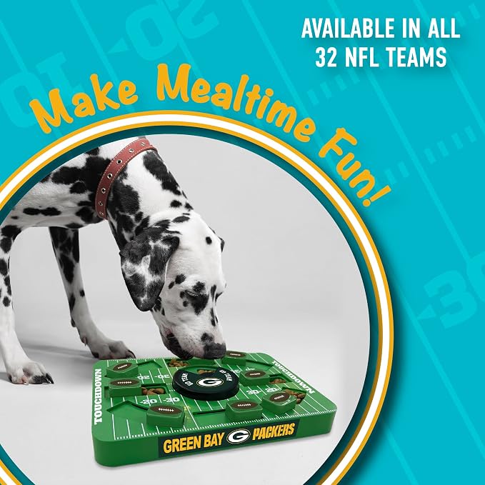 Pets First NFL Green Bay Packers Large Puzzle Toy, New Size, Interactive Dog Treat & Slow Feeding Toy