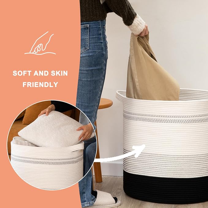 OIAHOMY 80L Laundry Basket Laundry Hamper Nursery Hamper Gradient Dark | Tall Dirty Clothes Hamper with Handle,Blanket Basket,Decorative Basket for Living Room,Storage Basket,Toy Storage
