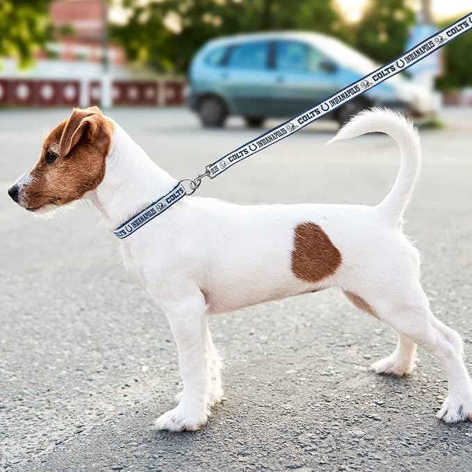 Pets First NFL Licensed Indianapolis Colts Pet Leash, Size Small – Durable Satin Dog & Cat Walking Strap and Pet Tether with Embroidered Team Name & Logo