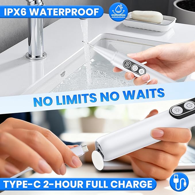 Dog Plaque Remover - Ultrasonic Tooth Cleaner for Dogs,6 Cleaning Modes,TypeC Rechargeable,Waterproof,Professional Dental Care for Dogs