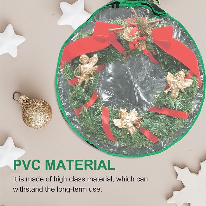 Happyyami 1pc Storage Bag for Christmas Wreaths Festival Holder with Clear Window for Holiday Decoration and Storage Needs