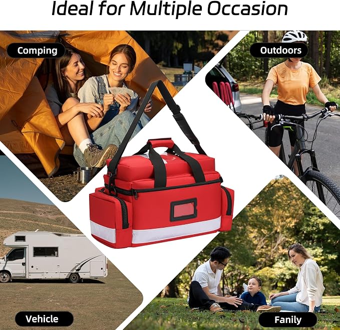 Medical Bag Empty First Responder Bag,Emergency Bag First Aid Kit Organizer,First Aid Bag with Detachable Dividers, Medical Bag for Nurses,Home Health Care, EMT