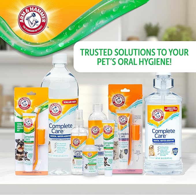 Arm & Hammer Complete Care Dental Gel, Gel-Style Dog Toothpaste - Fresh Breath, Tartar Control, Gentle on Enamel, Fluoride Free - Baking Soda Enhanced Dental Dog Supplies, Chicken Flavor, 2.5oz