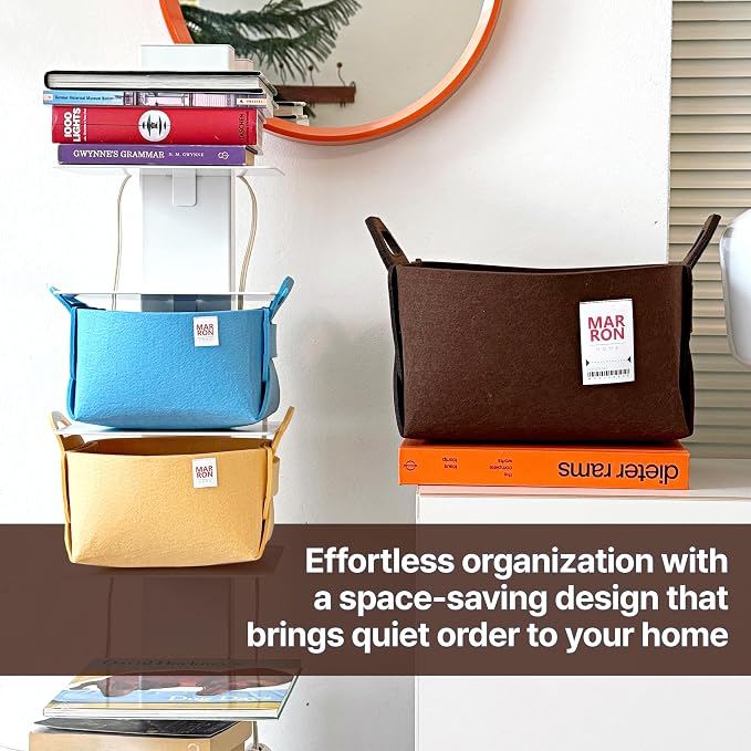 Collapsible Felt SKYBLUE Storage Bin Large 14.6"x9.4"x9.4" – Foldable Basket with Handles for Closet, Laundry Room Organization, Storage, Decorative Storage Bins for Shelves, Nursery