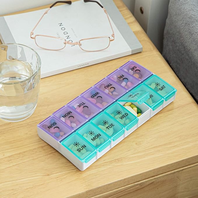 DANYING Large Pill Organizer 2 Times a Day, Weekly Pill Box 2 Per Day, AM PM Pill Case, Pill Container 7 Day, Vitamin Case Twice a Day