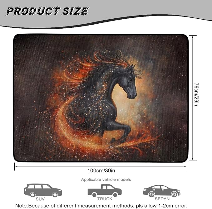 Universal Car Trunk Mat Black Horse Cargo Liners All Weather Trunk Protection Cargo Liner Rear Trunk Liner Floor Mats for Most Cars SUV Vehicles