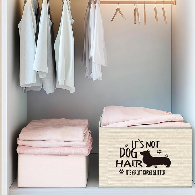 Mancheng-zi Funny Corgi Dog Collapsible Storage Bins, Corgi Gifts for Lovers Women, Pet Lover Gifts, Funny Dog Toys Books Clothes Storage Organizer Baskets for Living Room Bedroom, Set of 2