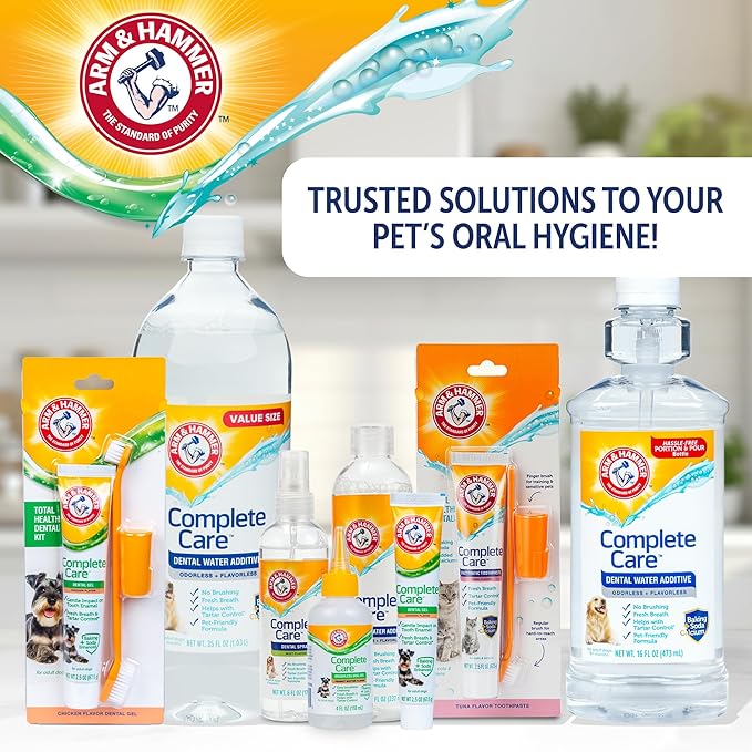 Arm & Hammer Complete Care Brushless Dental Kit for Dogs – Includes No-Brush Oral Gel + Dog Dental Spray, Fresh Breath, Tartar Control, Baking Soda Enhanced Dental Dog Supplies, 4oz