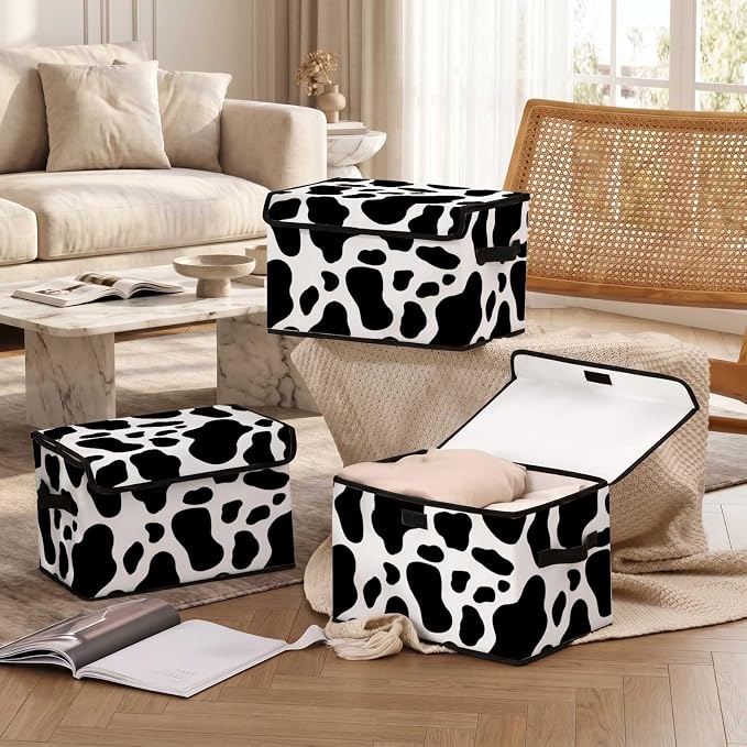 Stackable Clothes Storage Bins with Lids 3 Pack | Fabric Box, Closet Organizers, For Blanket Clothes, Under Bed Storage Containers