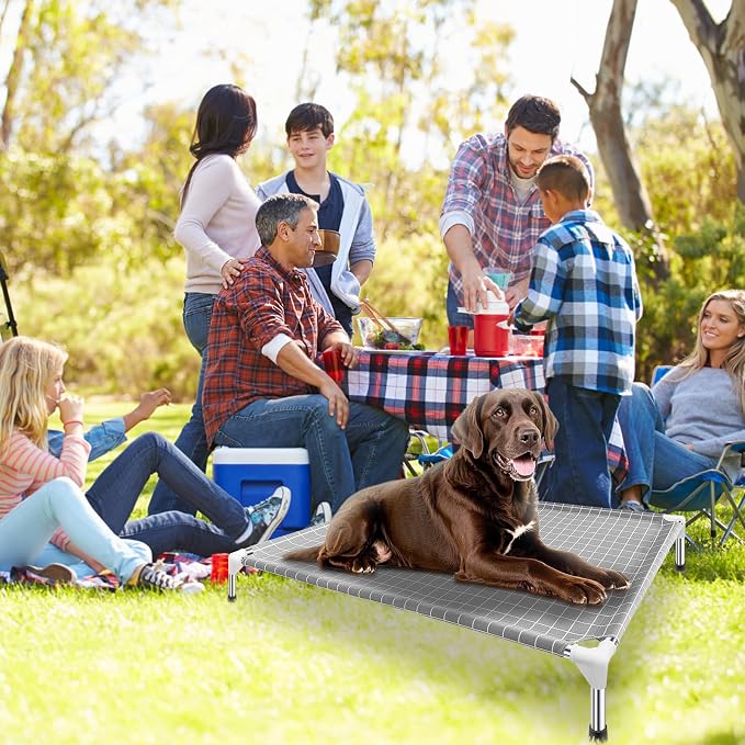 Elevated Dog Bed Pet Cot - Dog Cots Beds, Detachable Raised Cat Pet Bed, XL | 0.5mm stainless steel frame,Heavy-duty double-layer cotton fabric, Extra-large resting platform, Portable for outdoor camping