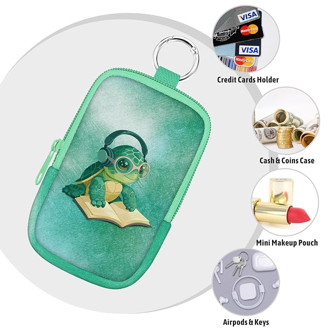 Hand Sanitizer Holder, Sea Turtle Book Spray Case Zippered Pouch | Keychain, Travel Size, Cute Fashion Accessory with Snap Hook, for Glow Mist and Power Mist 1FL OZ, Mini Small Pocket Clip on