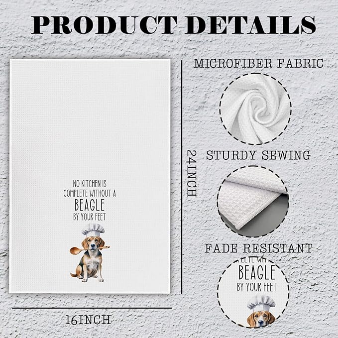 Funny Beagle Dog Kitchen Towels, Beagle Gifts for Women Men Dish Tea Towels for Kitchen Decor, Dog Lover Mom Gifts Decorative Hand Towels, 16x24 Inch