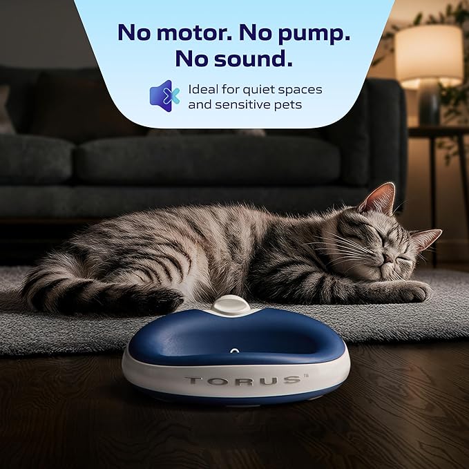 Mini Filtered Water Bowl for Cats & Small Dogs, 1L/34oz - No Power Needed, Auto-Refill, No Spill, Portable Travel Lock, Carbon Filter, BPA-Free, Puppies & Kittens