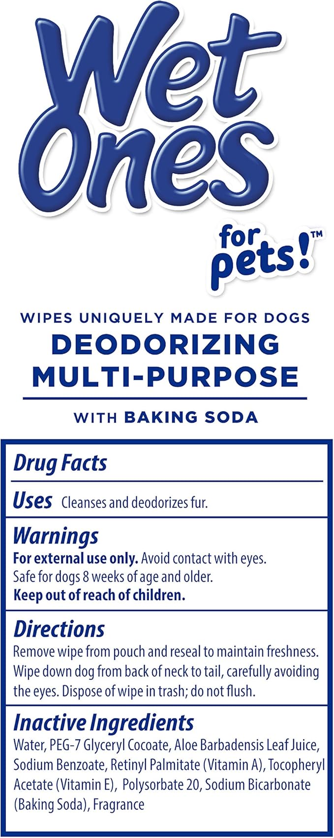 Wet Ones for Pets Deodorizing Dog Wipes with Baking Soda, Tropical Splash Scent - Multipurpose Deodorizing Pet Grooming Wipes in Resealable Canister, 50 Count - 12 Pack