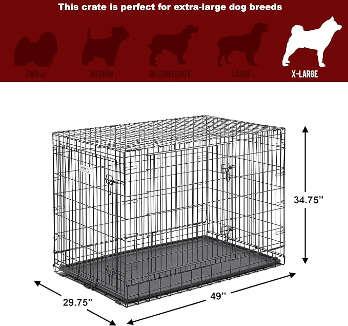 Midwest Homes for Pets Ultima Pro Heavy-Duty 48-Inch Dog Crate, Ultra-Strong Steel Double Door Pet Cage for Extra-Large Breeds, Accessories Included