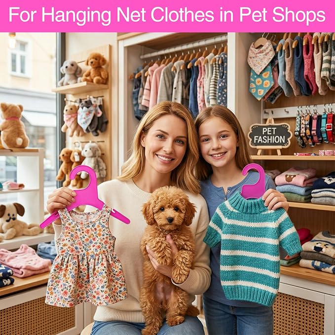 36 Pcs Pet Clothing Hanger, Plastic Anti-Skid Dog Puppy Cat Clothes Clothing Rack, Mini Cute Red Pet Apparel Hangers, Space-Saving Puppy Drying Racks for Cats Small Animals (Red)