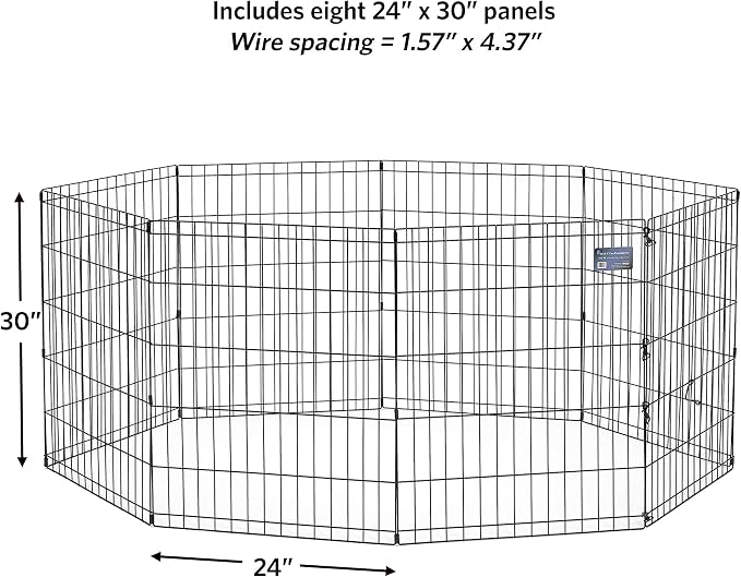 MidWest 30-Inch Exercise Pen, No Door, 16 Sq Ft Play Area | for Indoor and Outdoor Use, No Door Design for Maximum Security, Easy to Set Up, Foldable Playpen