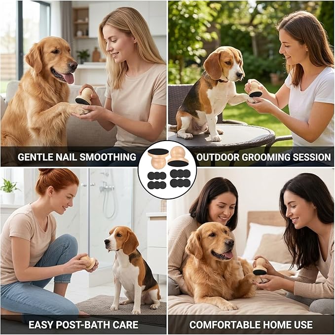 Dog Nail File, Dog Nail File Board, Nail File for Dogs, 14 Pcs Dog Nail Grinder Set with 2 Round Heads and 12 Sandpapers, Safe Nail Care Kit for Puppies and Adult Dogs