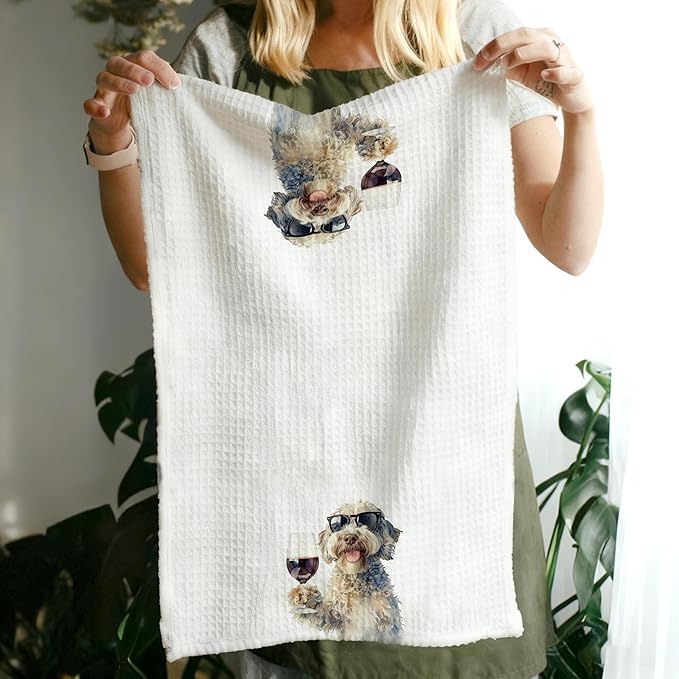 Funny Goldendoodle Decorative Kitchen Towels, Doodle Dog Gift Hand & Tea Towels for Bar Cart, Dog Mom and Dad Gifts Dish Towel Dishcloth, 16x24 Inch