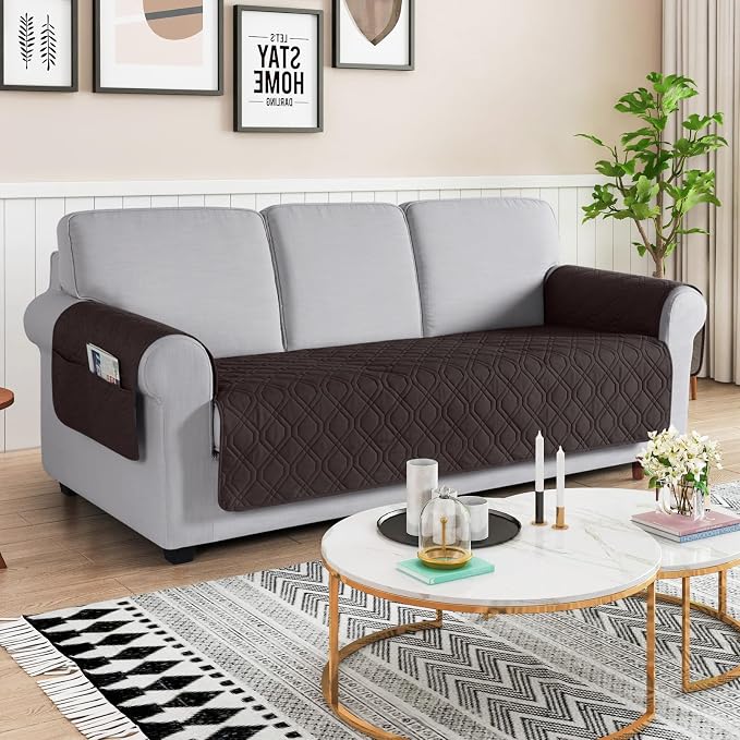VANSOFY Waterproof Couch Cover for Pets, Chocolate, 72.4" | Non-Slip, Washable, Utility Pockets, Pet Friendly, Furniture Protector Slipcover for 3 Cushion Plus Couch