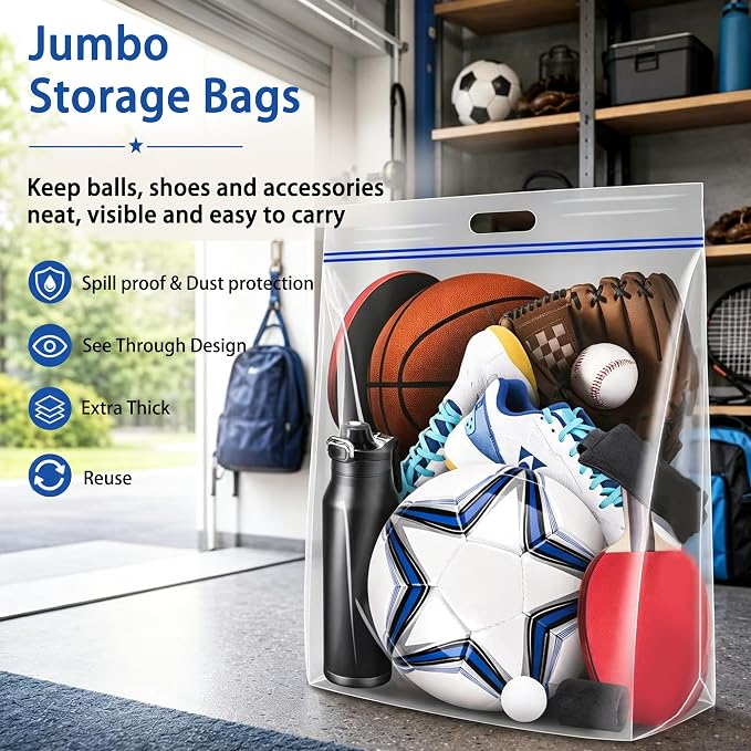 Extra Large 25 Gallon Storage Bags - 35” x 24” with Resealable Zip and Carry Handle, Ideal for Clothes, Pillows, Moving and Travel, Set of 5