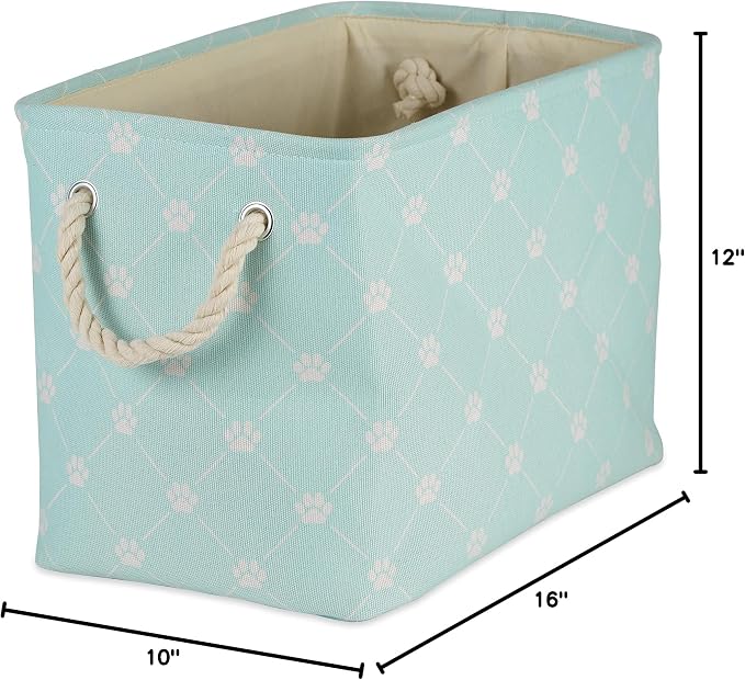 Bone Dry Pet Storage Paw and Bone, Trellis Collection, Medium Rectangle, 16x10x12, Aqua
