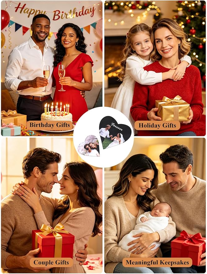 Custom4U Custom Photo Refrigerator Magnet, Heart Magnets Picture Keepsake | 1.3mm Magnetic Backing, Fridge & Dishwasher Use, Heart Birthday Gift, Photo Memory Decor, 2.56 & 3.74 in