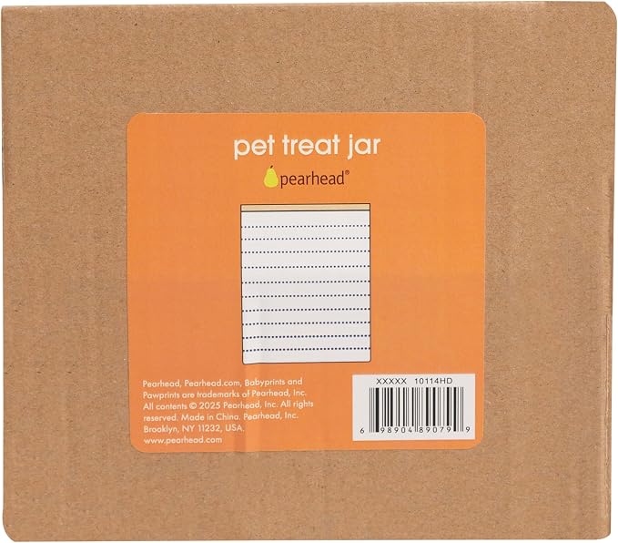 Pearhead Blue Dots Ceramic Dog Treat Jar with Airtight Wooden Lid | 4 Cup / 32 oz, Cute Pet Treat Canister Keeps Dog Snacks Fresh – Durable, Easy-to-Clean Design, Kitchen Counter Décor