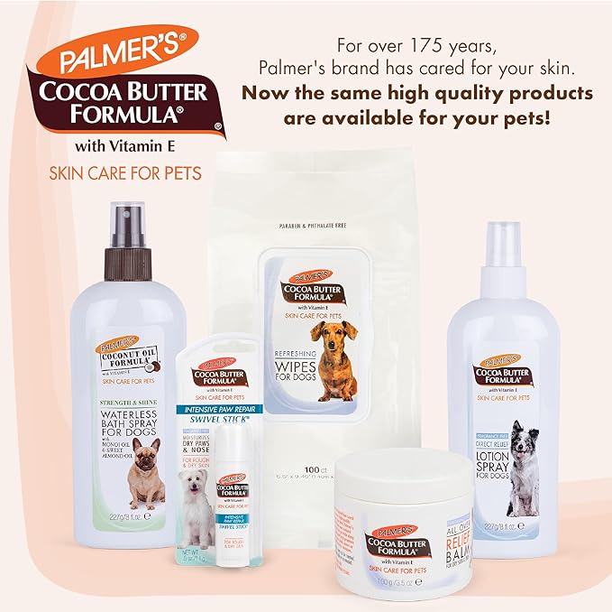 Palmer's for Pets Cocoa Butter Formula Refreshing Wipes for Dogs and Puppies - Paraben Free, Phthalate Free Dog Grooming Wipes with Vitamin E, Gentle Daily Use, 100 Count