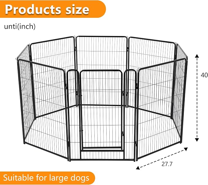 BestPet Dog Playpen, 40 Inch 8 Panels Pet Exercise Pen, Indoor Outdoor Dog Fence for RV, Camping, Yard, Black