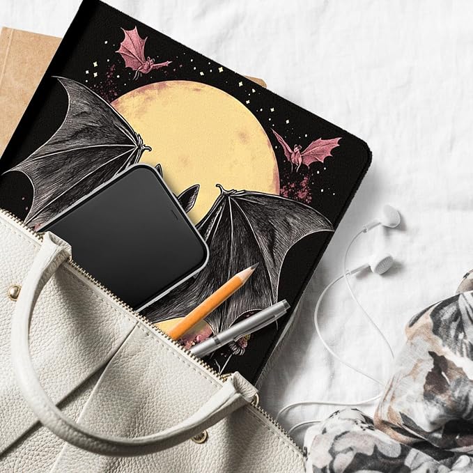 for Microsoft Surface Pro 7 Plus,Surface Pro 7/6/5/4 12.3" Tablet Case,Auto Wake/Sleep,Adjustable Stand Protective Cover - Bat Moon