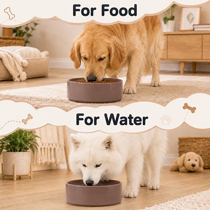 Havniva Ceramic Dog Bowls, Dog Food and Water Bowl Set, Dog Water Bowl | 8.3” Ceramic Dog Food Bowls with Non-Slip Rubber Base, Large Capacity, Dog Feeding Bowls for Large Dogs