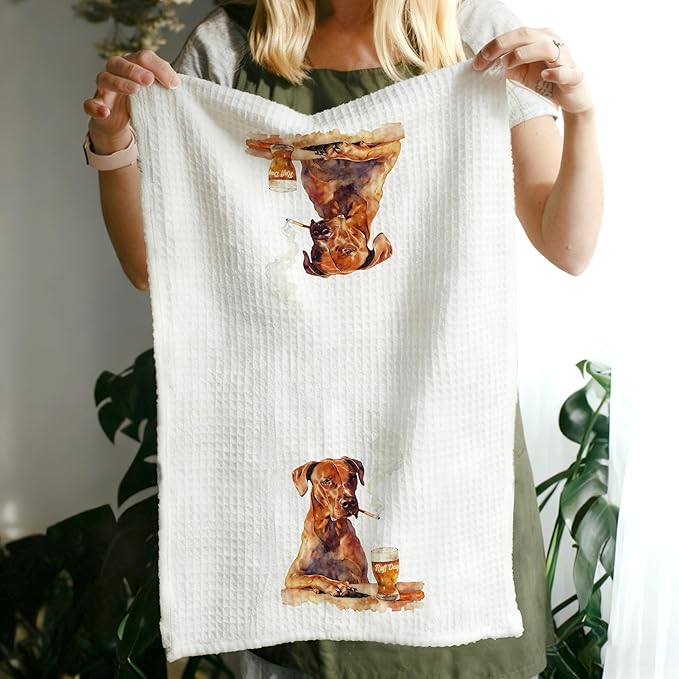 Funny Rhodesian Ridgeback Dog Kitchen Towels Decorative, Rhodesian Ridgeback Gifts Hand Tea Towels for Kitchen Man Cave, Dog Lovers Gifts for Men Dish Towel, 16x24 Inch