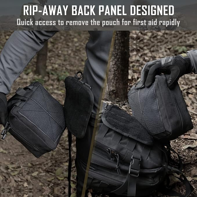 LIVANS 1000D First Aid Bag Empty, Medical Ifak Pouch for Emergency & EMT | Molle Compatible, Rip-Away & Quick-Release Design, Versatile for Tactical, Camping, Hiking and Travel