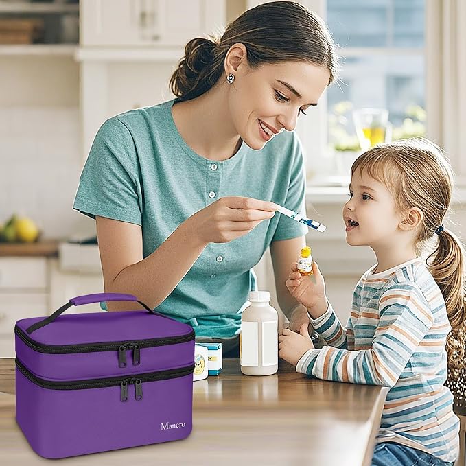 Mancro Dual Layers Medicine Organizer Bag with Lockable Zipper | Pill Bottle Organizer Storage, Medication Bag for Pills, Vitamins, Medical Supplies for Home Storage, College Medicine Kit
