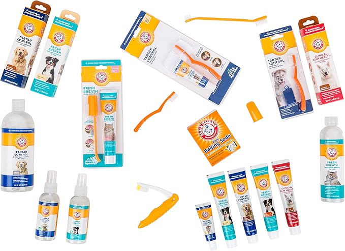 Arm & Hammer for Pets Fresh Breath Enzymatic Dog Dental Care Kit, Dog Toothpaste Kit with Toothbrush and Finger Brush for Tartar Control and Oral Hygiene, Chicken Flavor, 2.5 oz, 3-Piece Kit