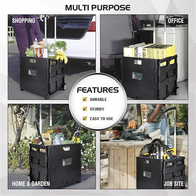 Olympia Tools 85-010 Grand Pack-N-Roll Portable Tools Carrier with Telescopic Handle, 80 Lb. Load Capacity, Black 2025 New Version