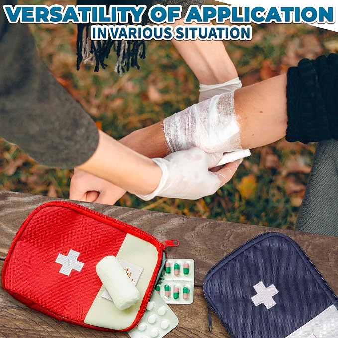 BURIUS First Aid Bag Empty 2 Pcs, Small Travel Medical Pouch with Zipper | Multiple Compartments Organize Bandages and Supplies - 7.1 x 5.1 In Compact Cases for Camping, Hiking, or Outdoor Adventures