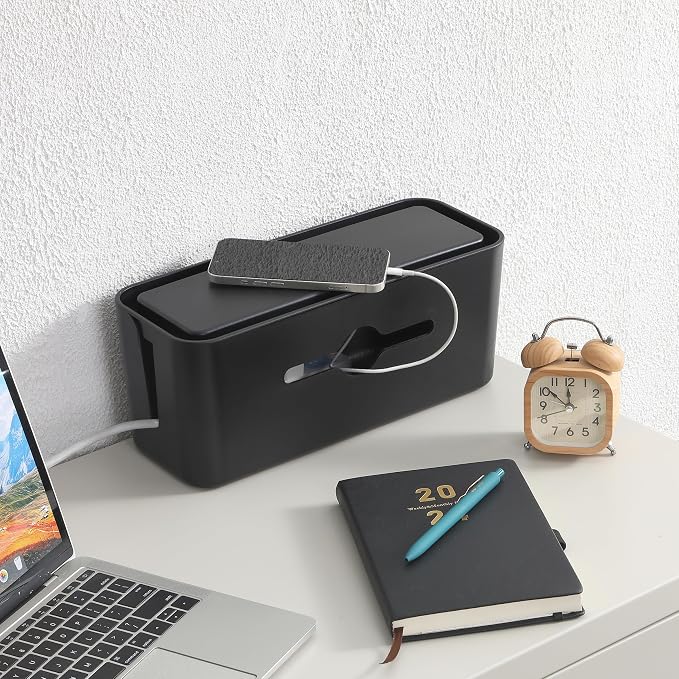 Bates- Cable Management Box, Large, Cable Organizer Box, Cord Organizer Box, Cable Box Organizer, Cord Management Box, Cord Hider Box, Cord Box for Wires on Floor, Power Strip Cover Box Baby Proof