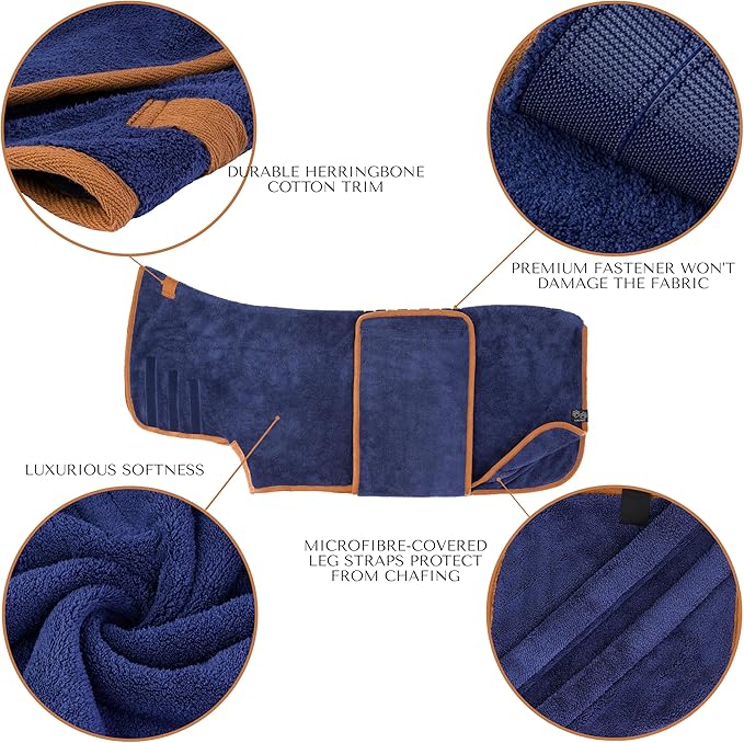 Lucky Poochยฎ Dog Robe - Luxurious Dog Bathrobe - Ultra Absorbent Dries Your Dogs in Minutes! Double-Layer, Super Soft Towel and Bath Robe All in One (XXXL, Royal Blue)
